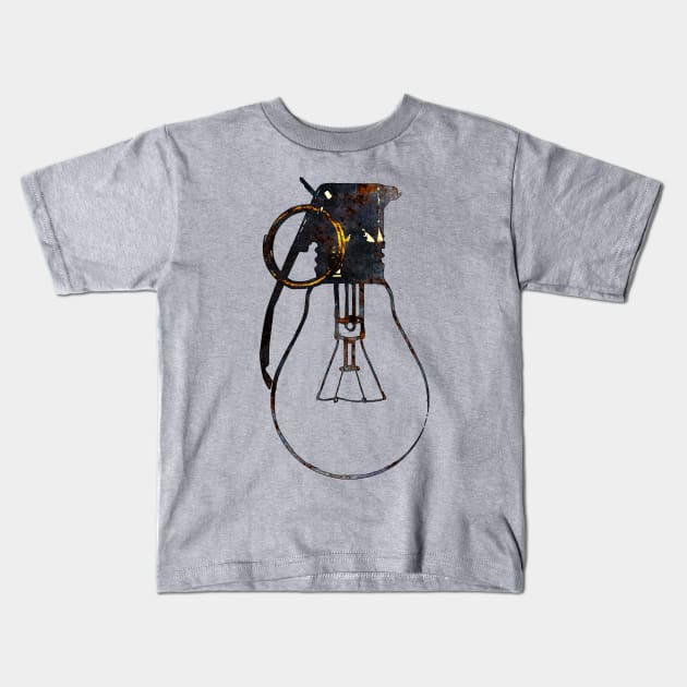 Lightbulb and grenade - ideas are stronger than weapons Kids T-Shirt by Quentin1984